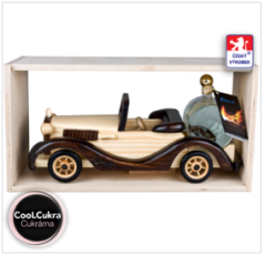 Dárková láhev - Dřevěné auto Old-timer cabrio 0,2 l - švestka 40 %