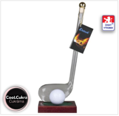 Dárková láhev - Golfová hůl 0,1 l, dřevěná bedýnka - švestka 40 %